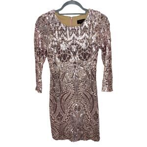 Aqua Dresses Cocktail Dress Pink Sequin 3/4 Sleeves Size 0